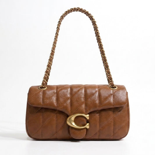 Brown quilted chain shoulder bag alternate view