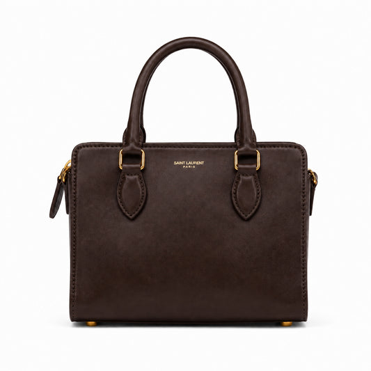 Top Handle Boston Bag – Dark Brown front view