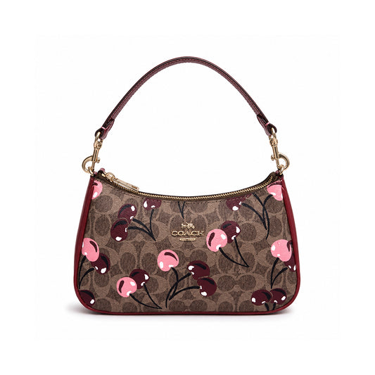 Teri Premium Printed Shoulder Bag – Maroon with Cherries alternate view