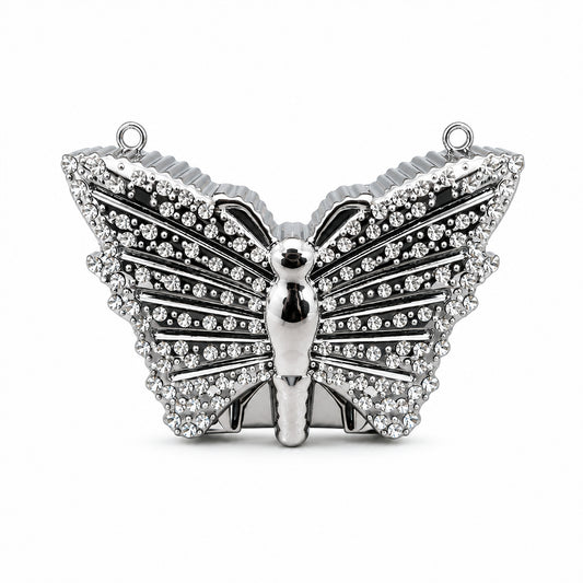 Crystal Butterfly Mini Acrylic Clutch – Silver alternate view
