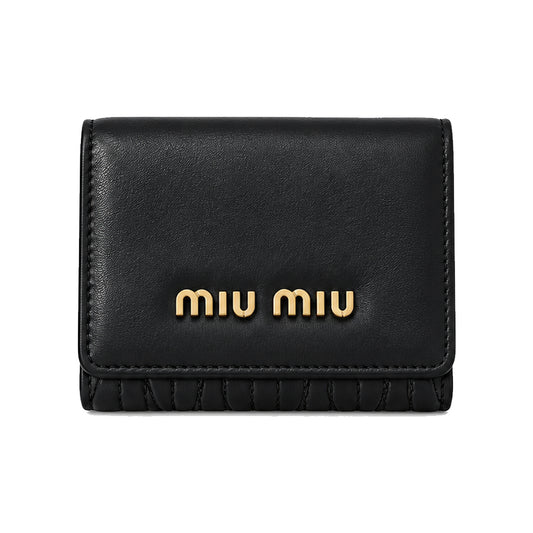 Miu Miu Leather Compact Wallet – Black detail view