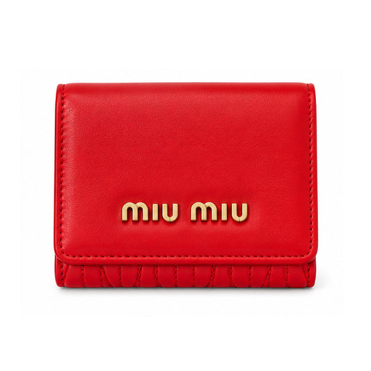 Miu Miu Leather Compact Wallet – Red detail view