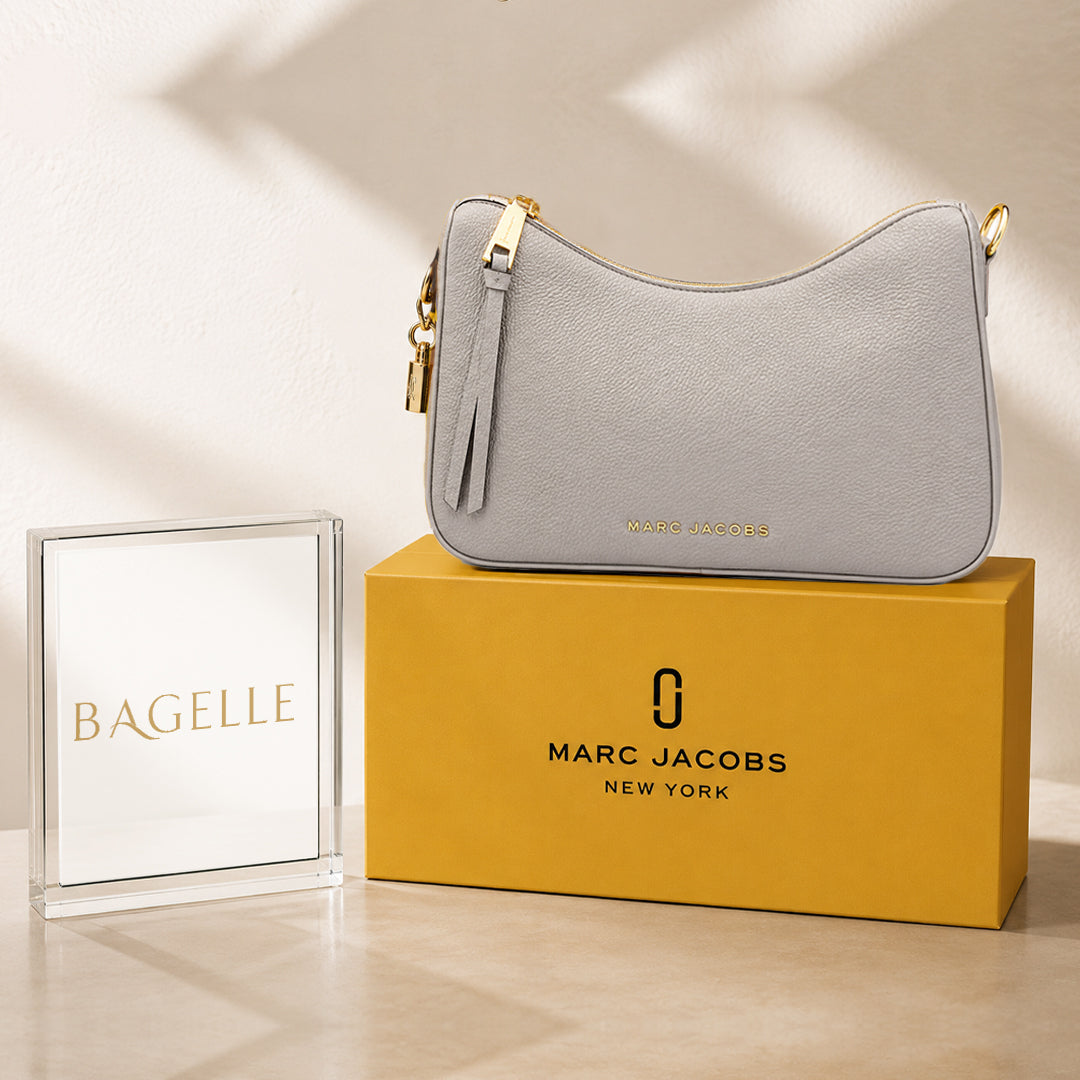 Grey textured shoulder bag front view