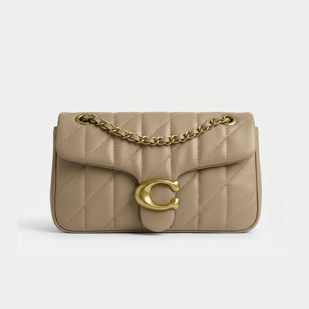 Taupe quilted chain shoulder bag alternate view