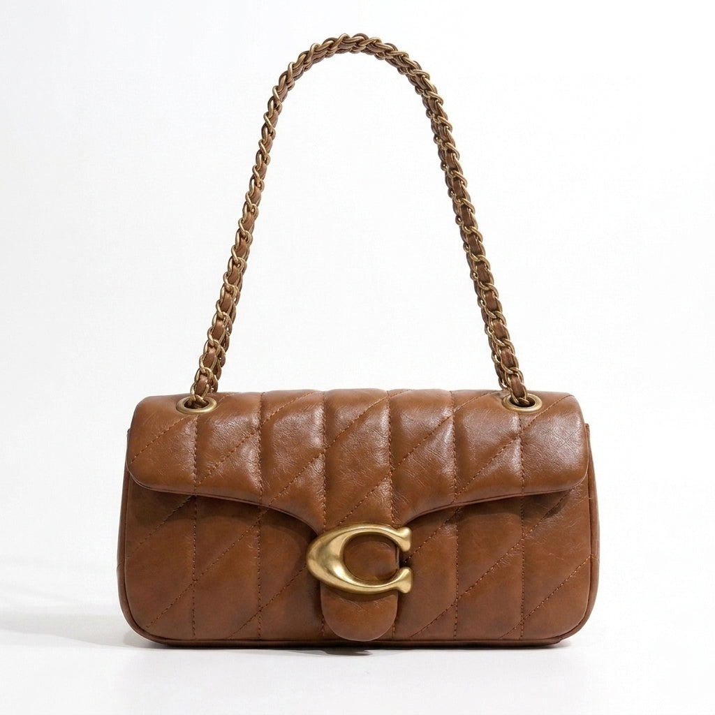 Brown quilted chain shoulder bag alternate view