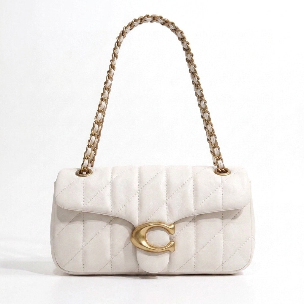 White quilted chain shoulder bag alternate view