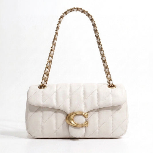 White quilted chain shoulder bag alternate view