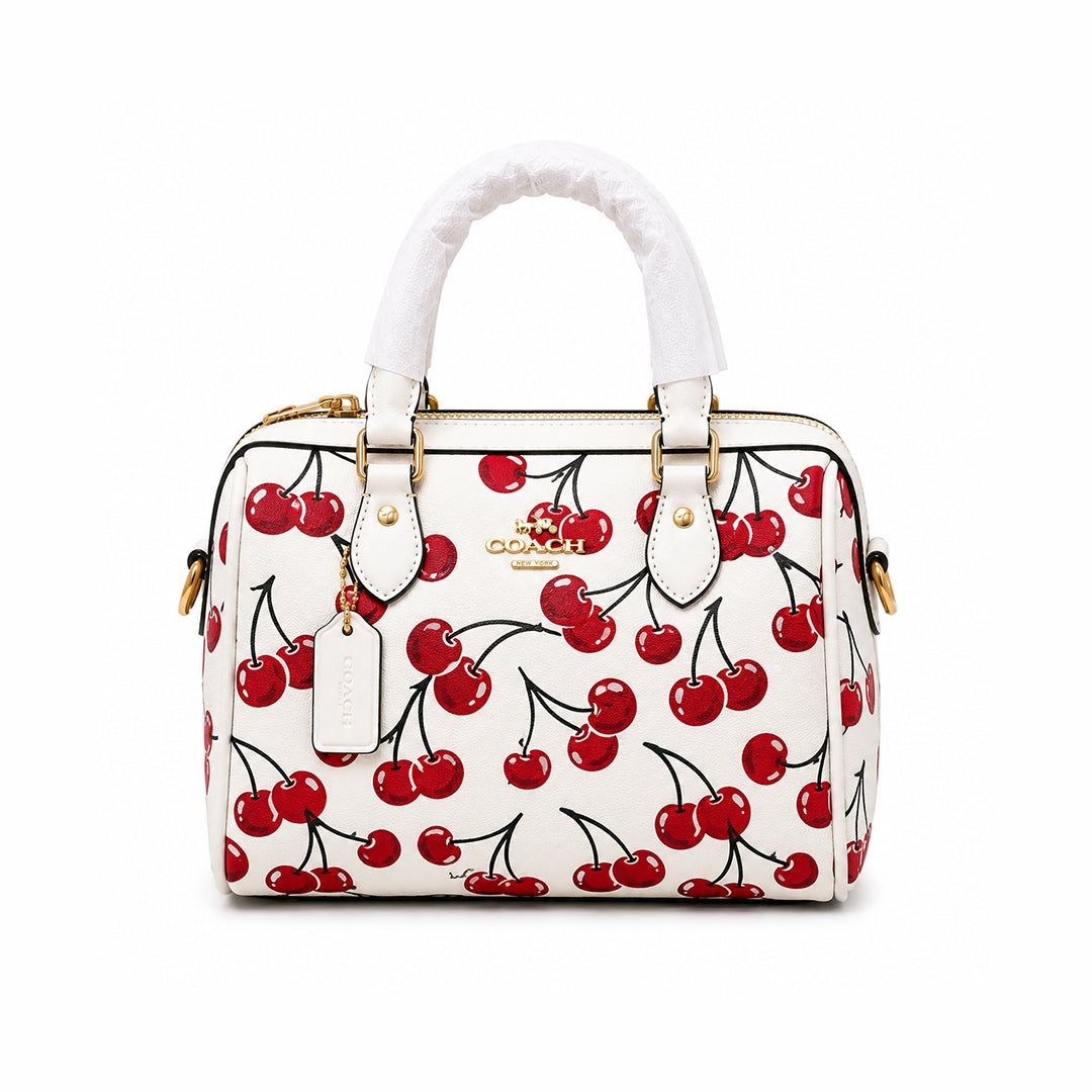 Duffle Monogram Satchel Bag in White Cherry Print alternate view