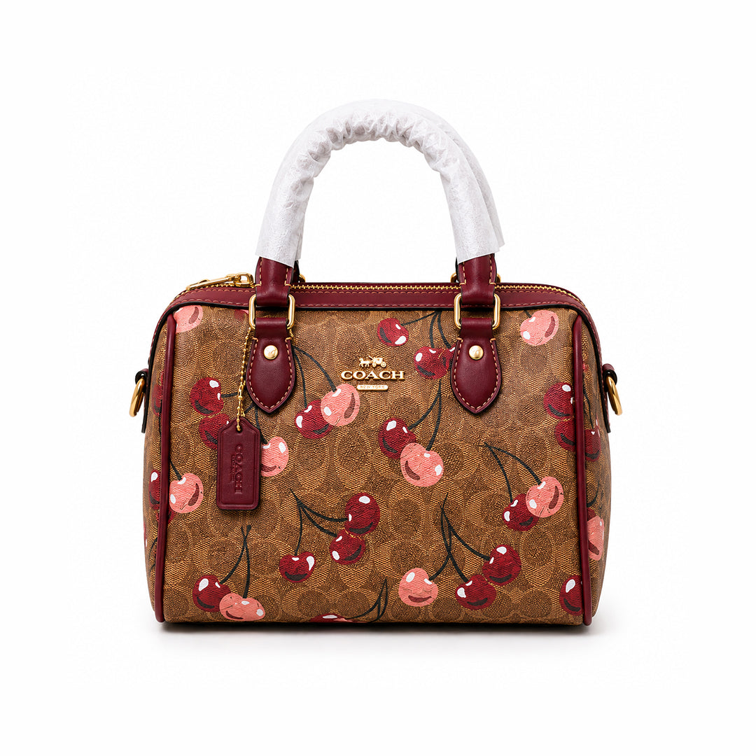 Duffle Monogram Satchel Bag in Burgundy Fruit Print alternate view