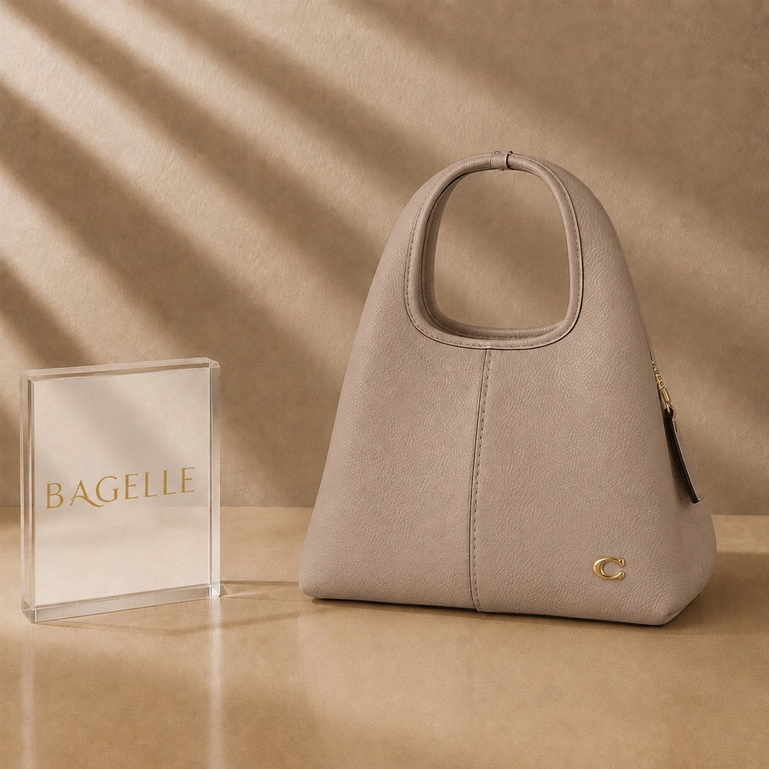 Lana Premium Hobo Bag – Beige Monogram with Cognac Trim front view