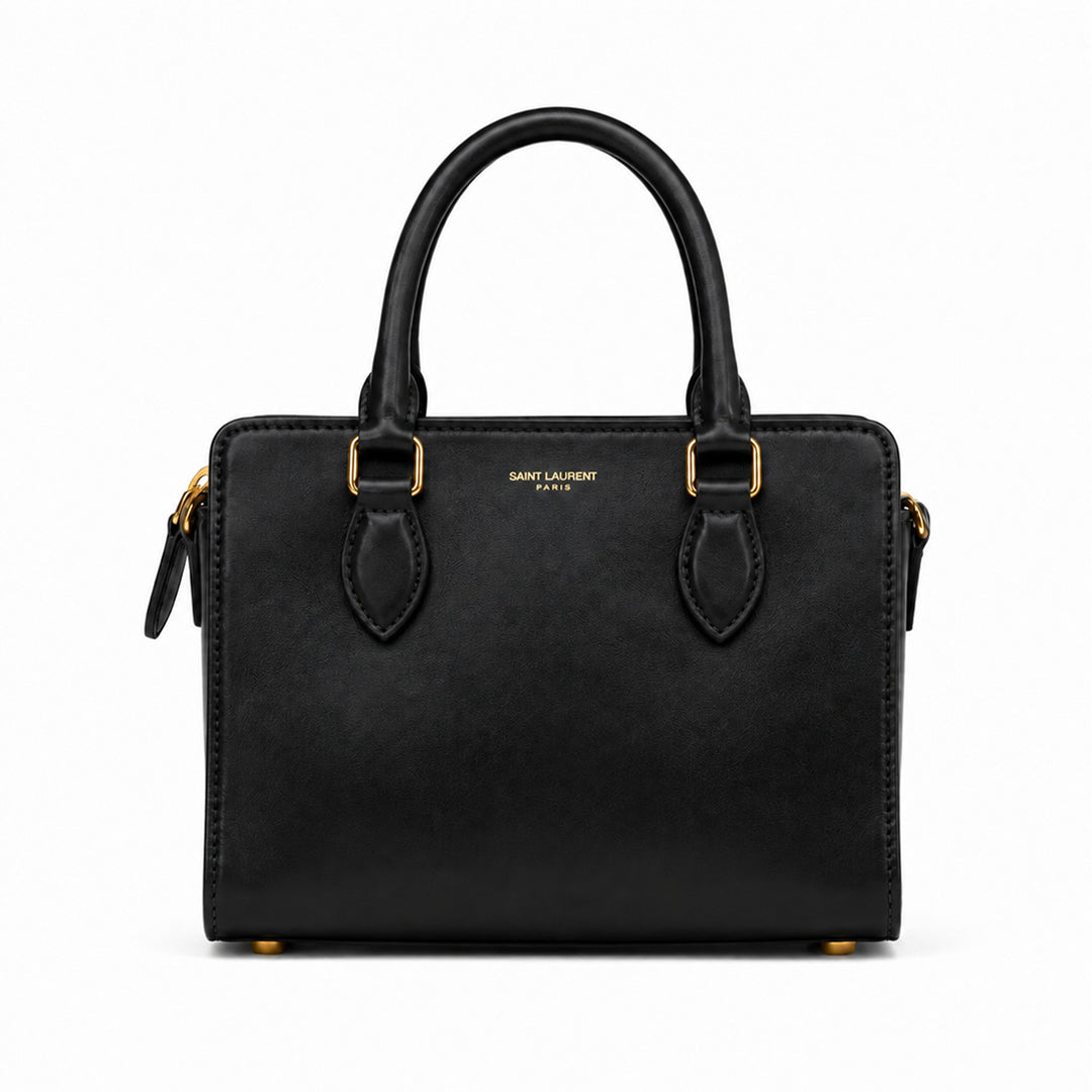 Top Handle Boston Bag – Black front view