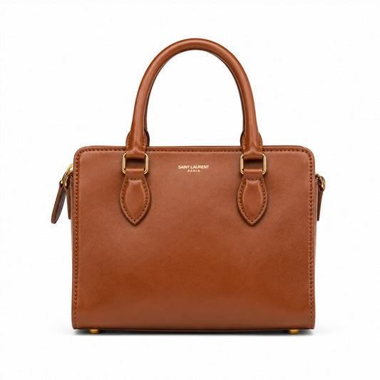 Top Handle Boston Bag – Camel Brown front view