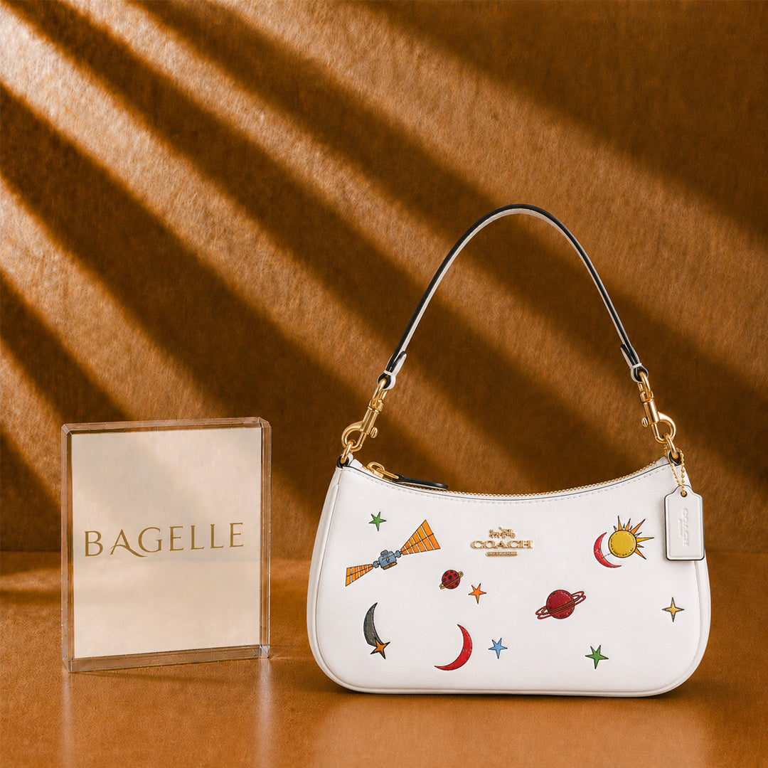Teri Premium Printed Shoulder Bag – Chalk Multi front view