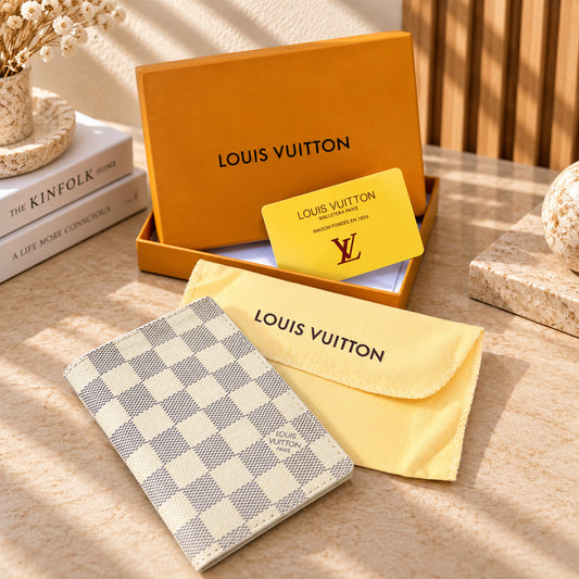 Louis Vuitton Damier Azur Passport Cover – White front view