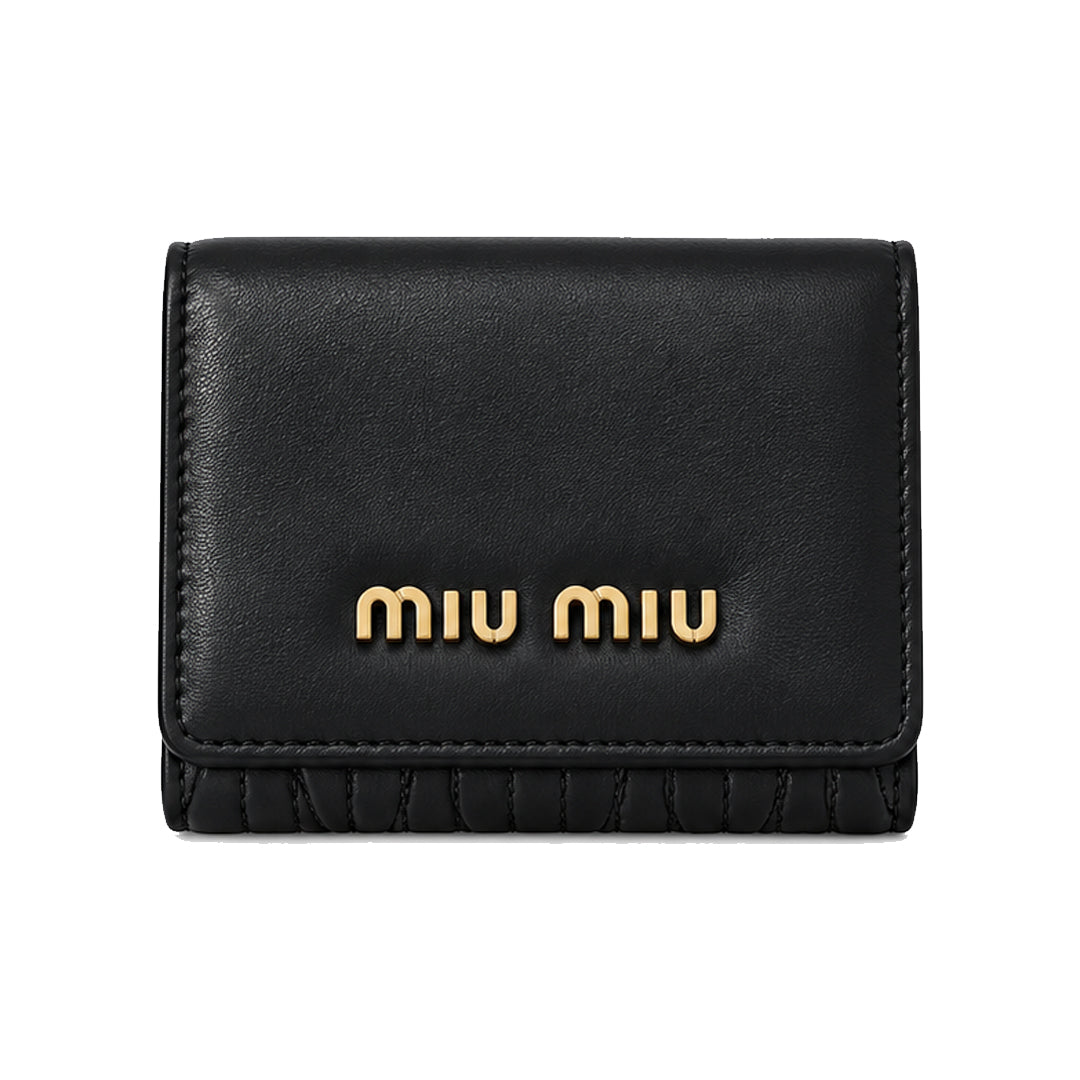Miu Miu Leather Compact Wallet – Black detail view