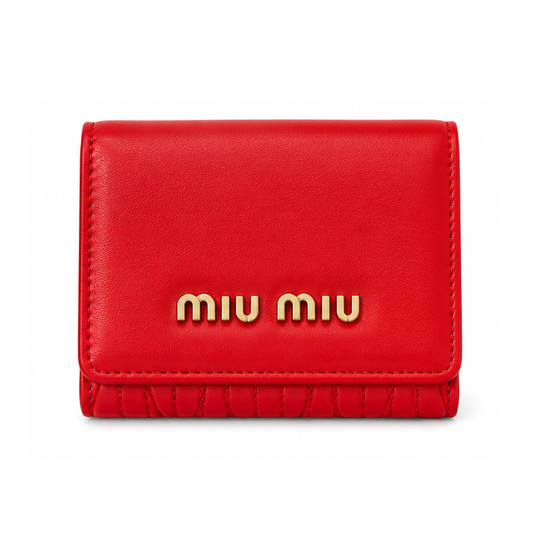 Miu Miu Leather Compact Wallet – Red detail view