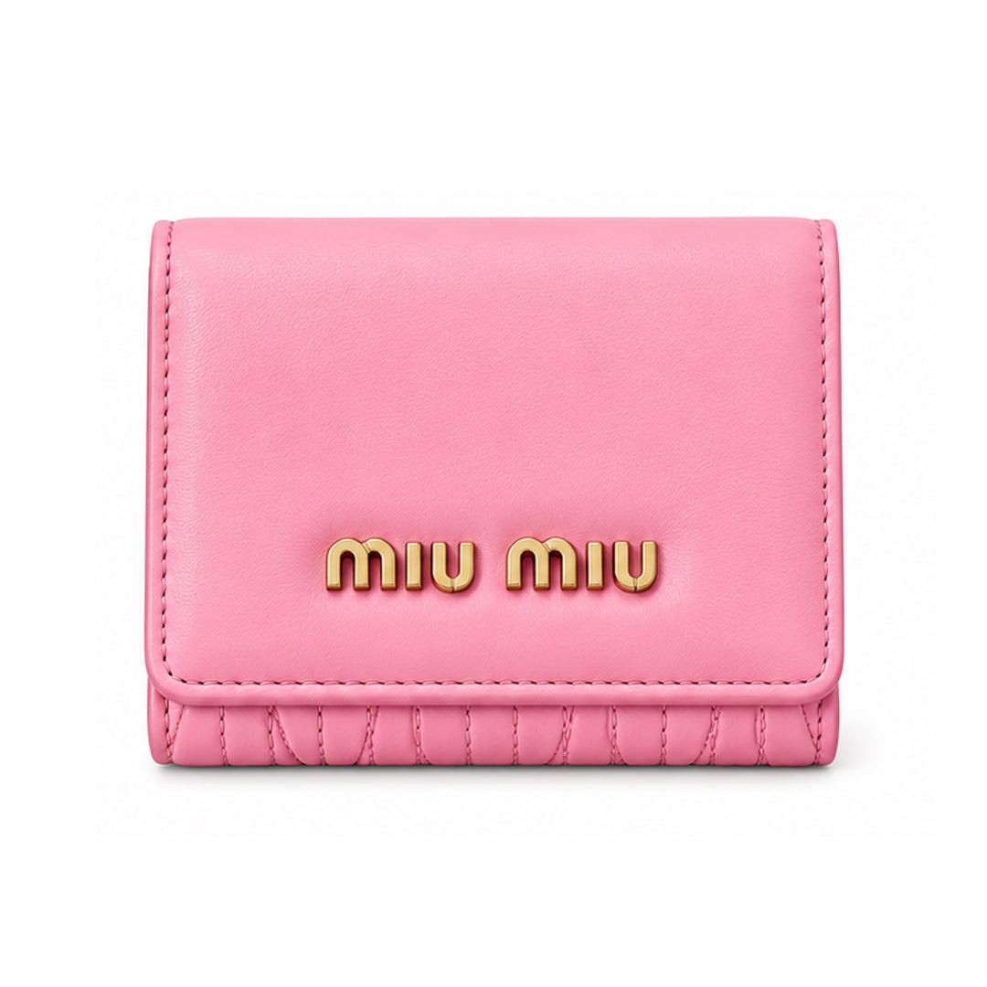 Miu Miu Leather Compact Wallet – Pink detail view