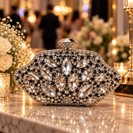 Crystal Petal Evening Clutch front view